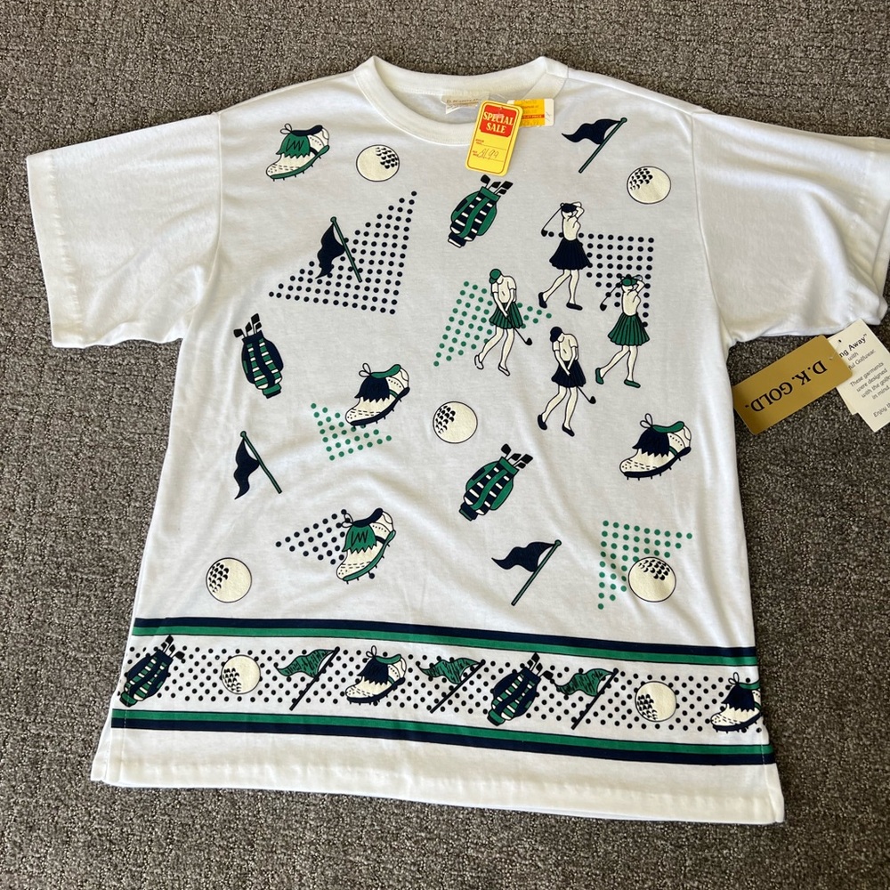 VTG D.K. GOLD Golf Shirt Women’s 1X 36-38W Made In USA 80s90s Golfwear Retro